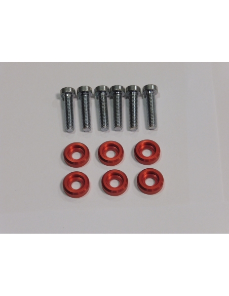 kit de 6 vis de 6x25 allen + entretoise alu/rouge/noir/or