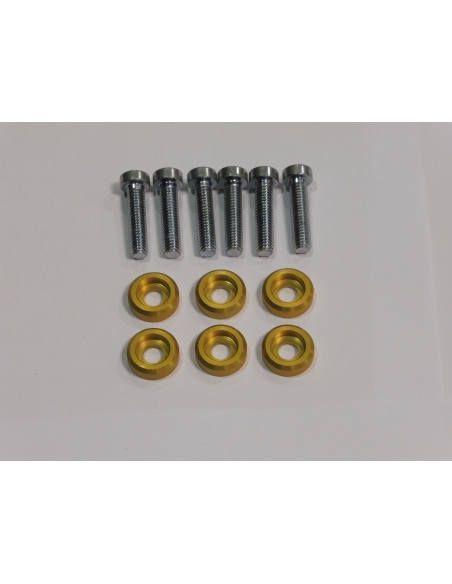 kit de 6 vis de 6x25 allen + entretoise alu/rouge/noir/or
