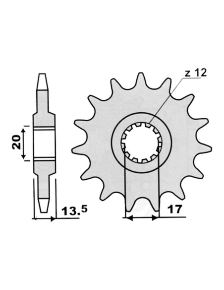 FANTIC 240/300/243/303/305/307  pignon 12 dents en 520